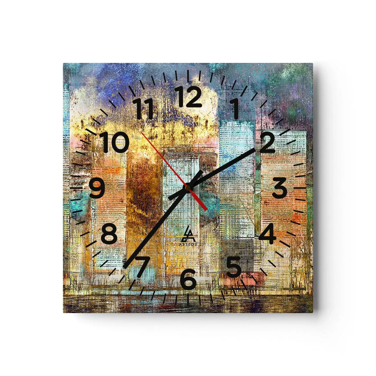 Relógio de parede - Relógio em vidro - Uma metrópole ensolarada - 40x40 cm