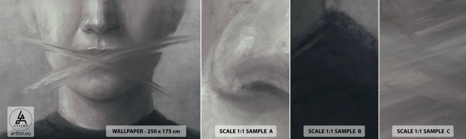 Amostra de Papel de Parede Standard Eco - Nem uma palavra - Abstração, Gráficos, Face - 100x30 cm