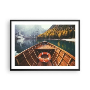 Pôster com moldura preta - Excursão na montanha - 70x50 cm