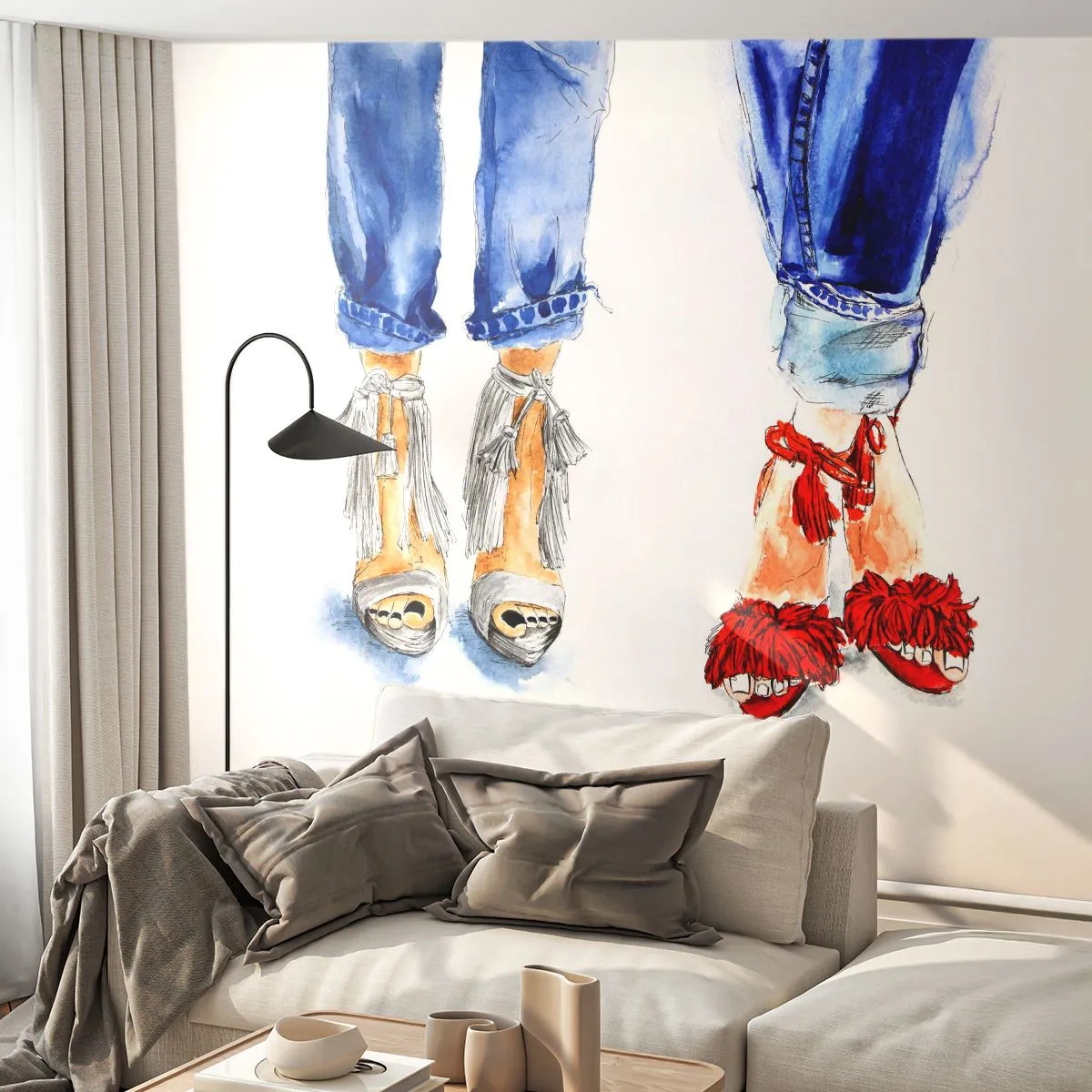 Papel de Parede Premium Sand - Por que não vamos passear? - Mulher, Moda, Calçados - 300x210 cm