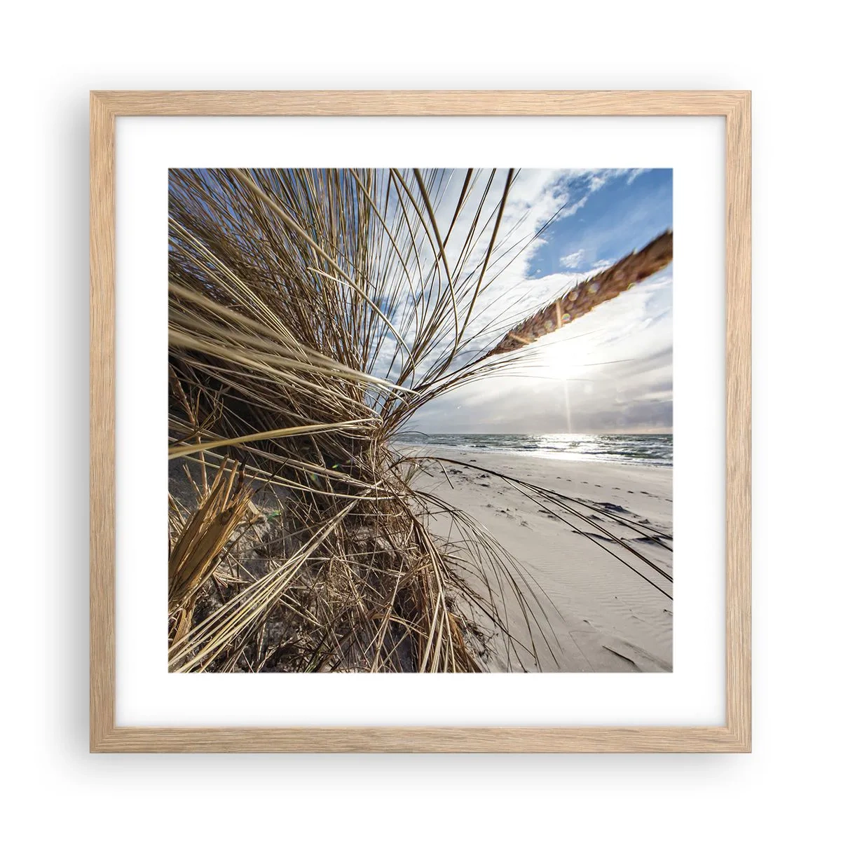 Pôster com moldura de carvalho claro - Reunião dos rlementos da natureza - 40x40 cm