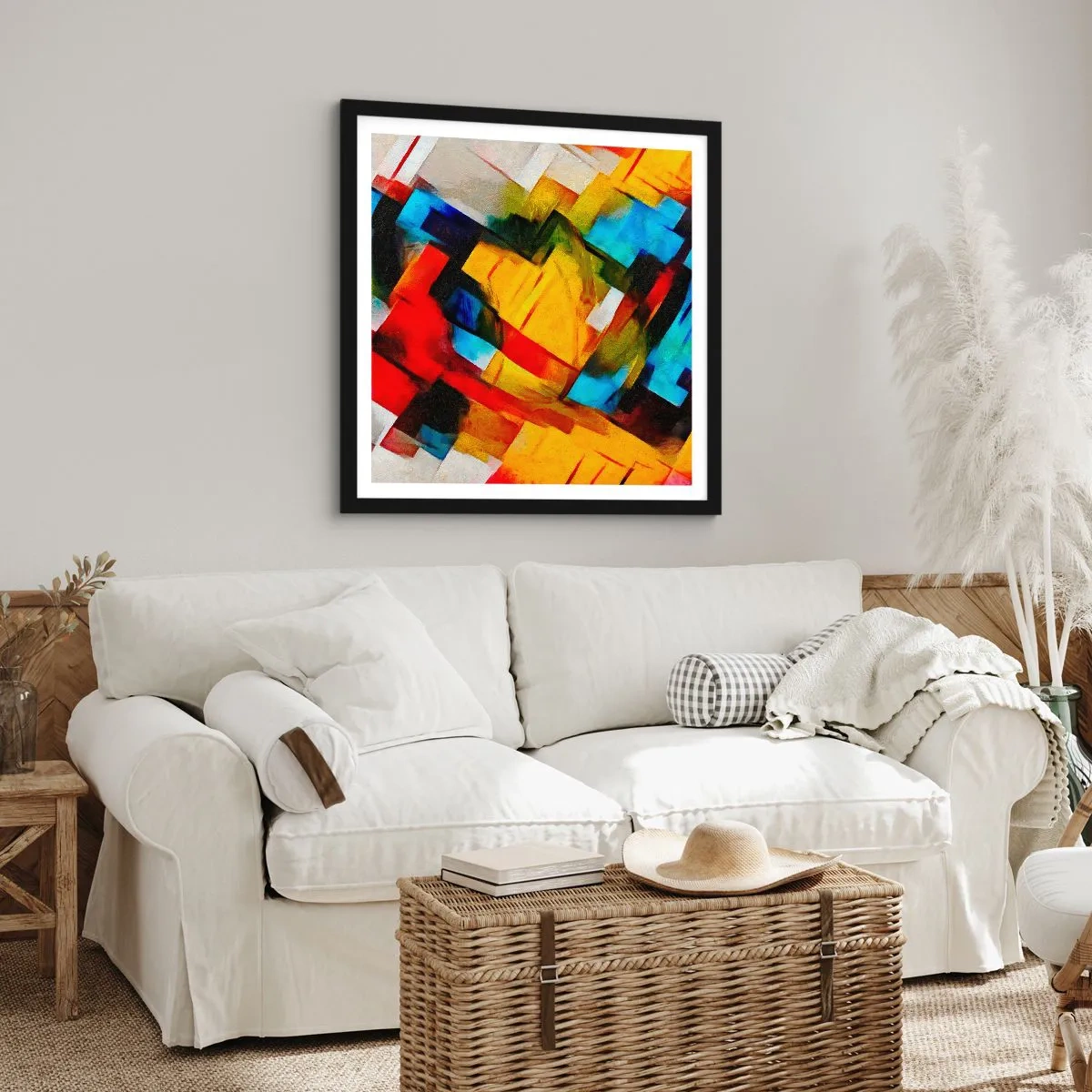 Pôster com moldura preta - Camadas multicoloridas - 50x50 cm