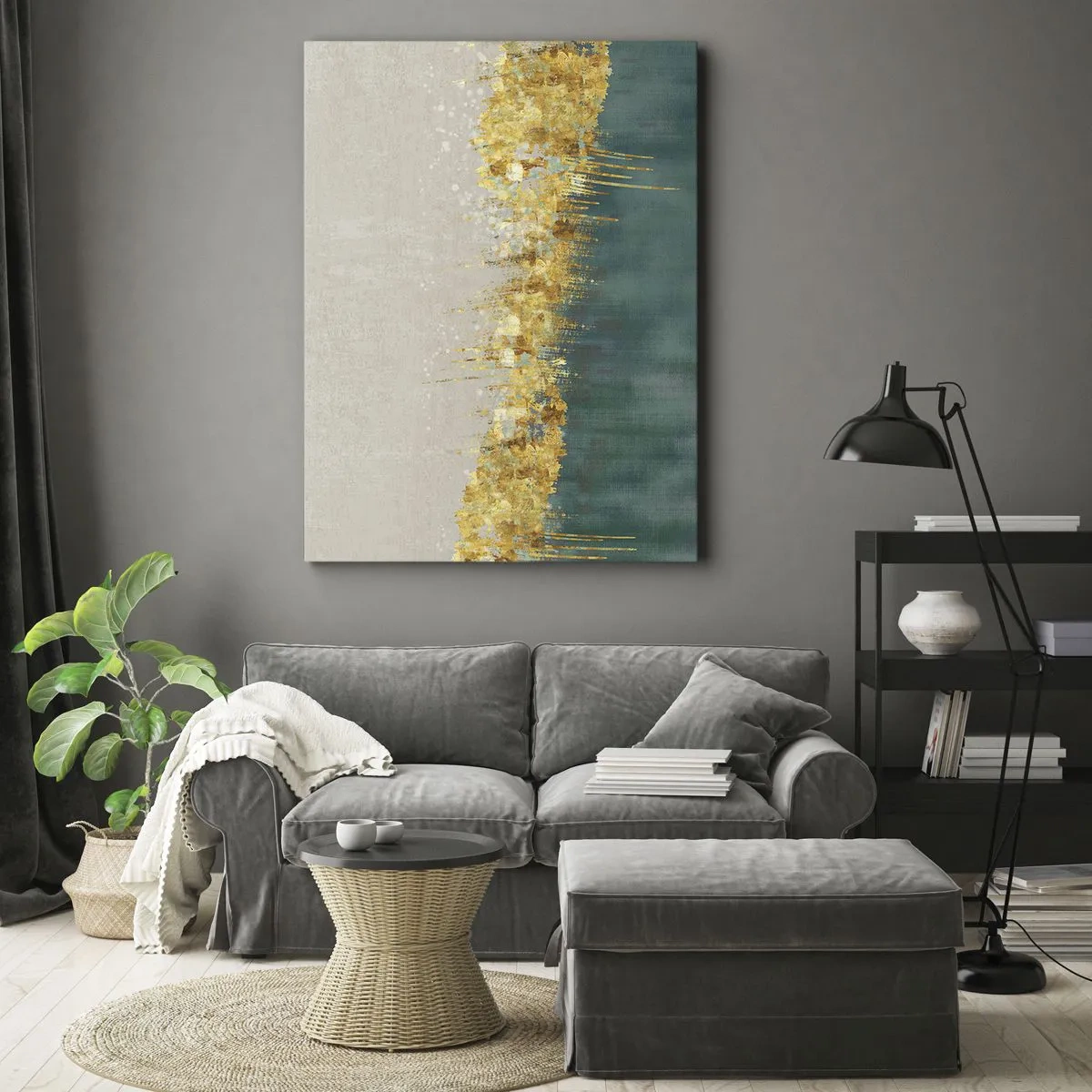 Quadro em tela - A fronteira dourada - 50x70 cm