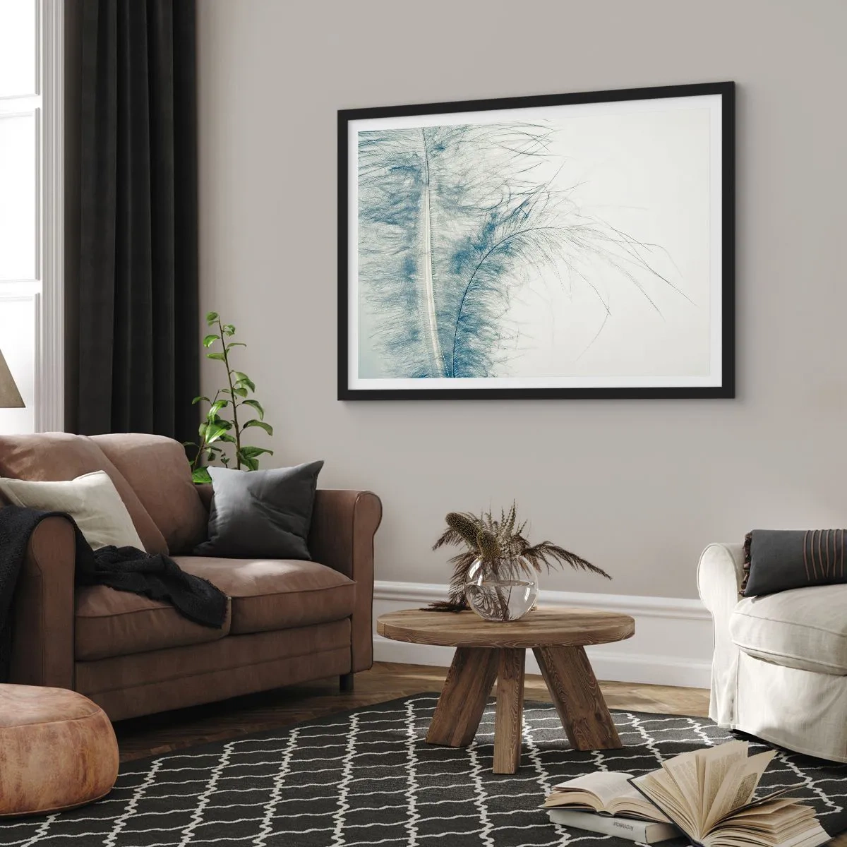 Pôster com moldura preta - O sussurro da natureza - 100x70 cm