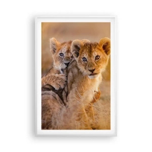 Pôster em moldura branca - Não perturbe! Estamos a divertir-nos - 61x91 cm