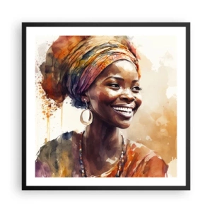 Pôster com moldura preta - Rainha africana - 60x60 cm