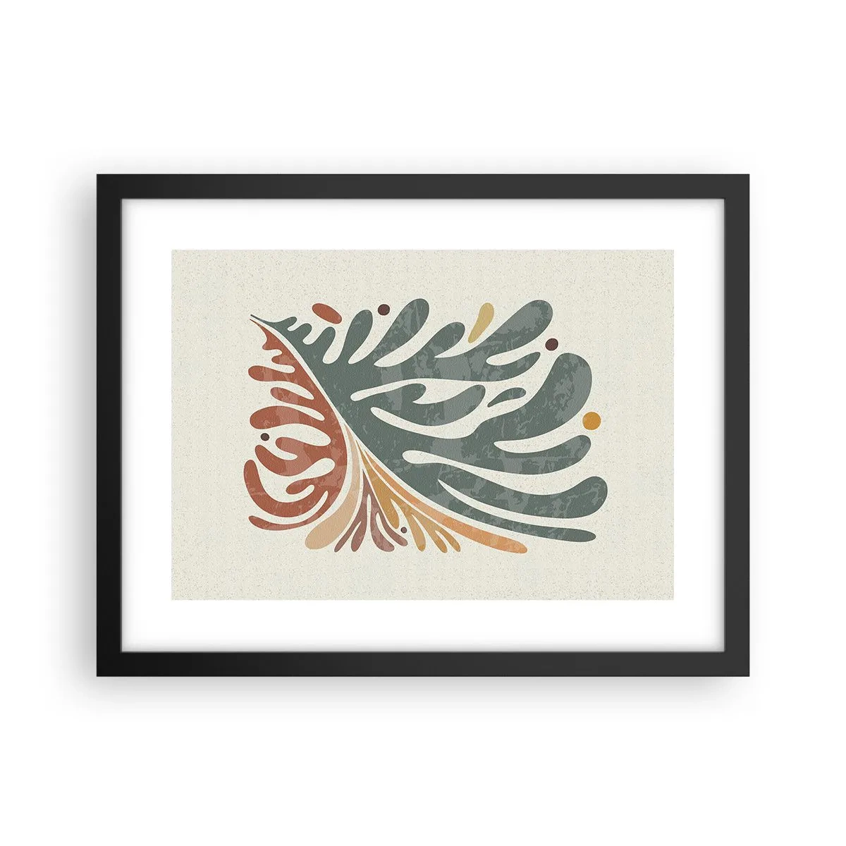Pôster com moldura preta - Folha multicolorida - 40x30 cm
