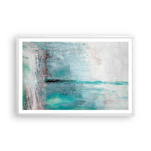 Pôster em moldura branca - Horizontalmente em azul - 91x61 cm