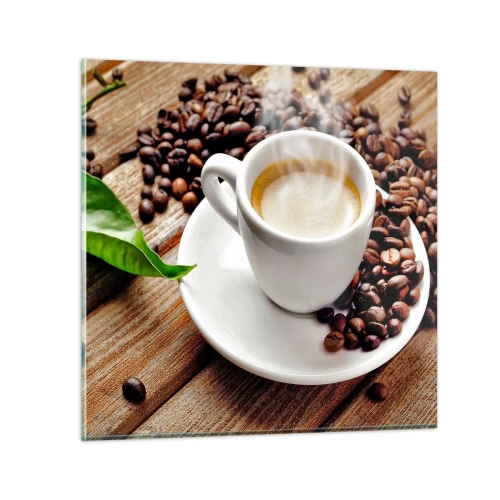 Quadro em vidro - Pausa para um café - 60x60 cm