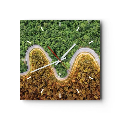 Relógio de parede - Relógio em vidro - Fronteiras e descobertas - 30x30 cm