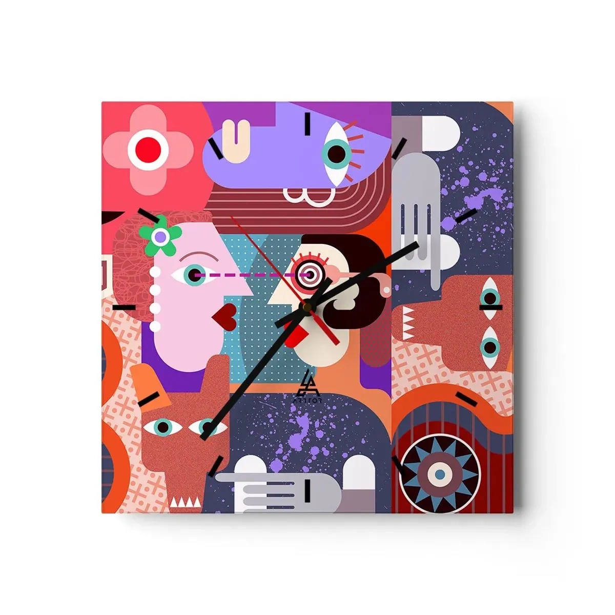 Relógio de parede - Relógio em vidro - Olho no olho - 40x40 cm