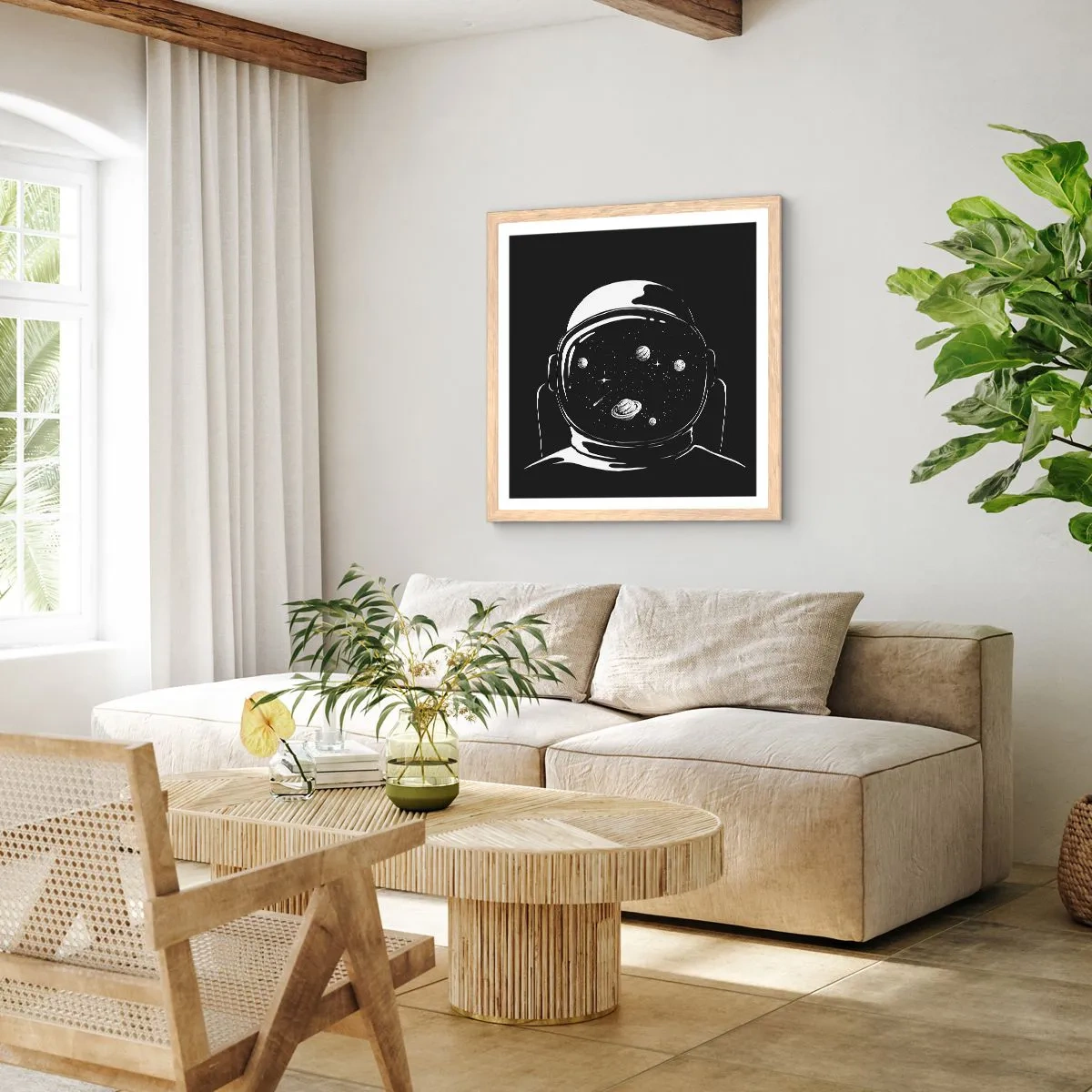 Pôster com moldura de carvalho claro - Bela Vista - 50x50 cm