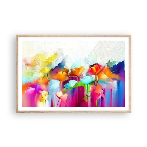 Pôster com moldura de carvalho claro - O arco-íris floresceu - 91x61 cm