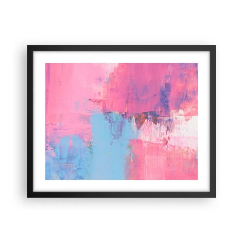 Pôster com moldura preta - Rosa, azul e uma pitada de luz - 50x40 cm