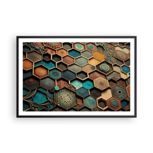 Pôster com moldura preta - Ornamentos árabes – variação - 91x61 cm