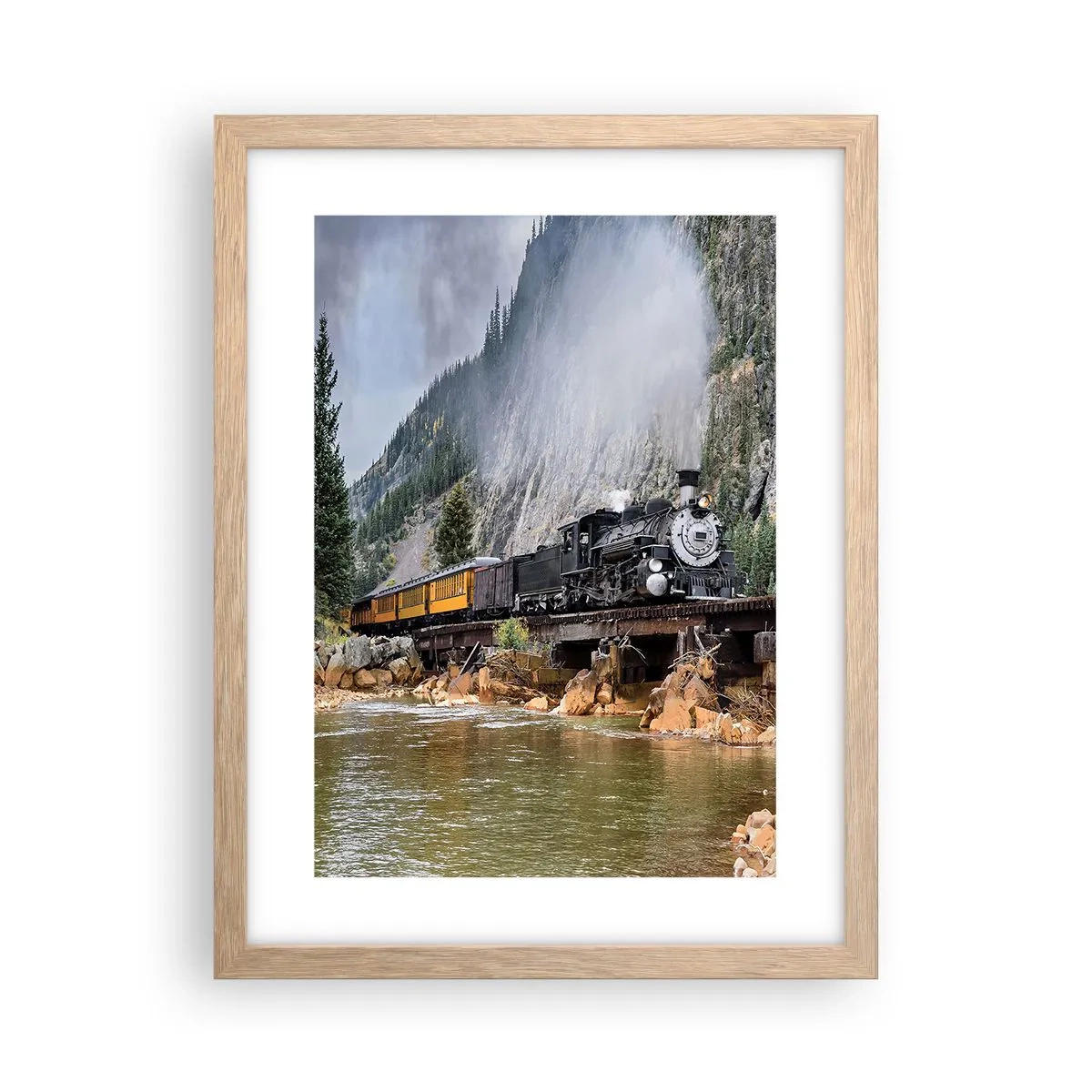 Pôster com moldura de carvalho claro - Para onde? Onde? - 30x40 cm