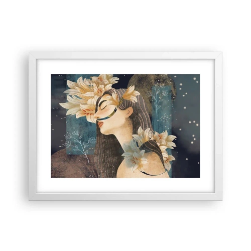 Pôster em moldura branca - O conto da princesa com lírios - 40x30 cm