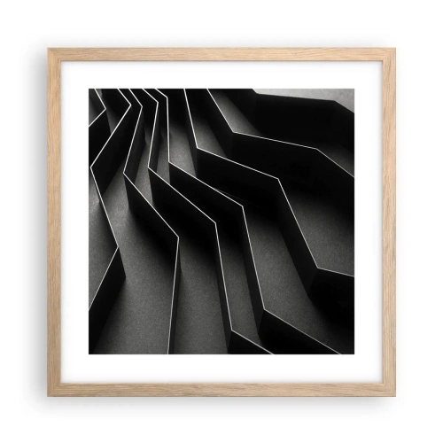 Pôster com moldura de carvalho claro - Ordem espacial - 40x40 cm