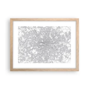 Pôster com moldura de carvalho claro - Mapa do labirinto de Londres - 40x30 cm
