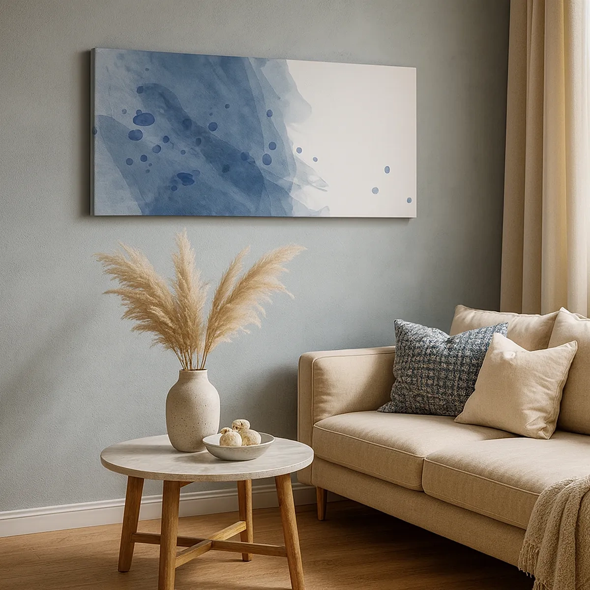 Quadro em tela - Tule azul - 30x30 cm