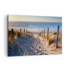 Quadro em tela - O som do mar, o canto dos pássaros, a praia selvagem entre a relva... - 120x80 cm