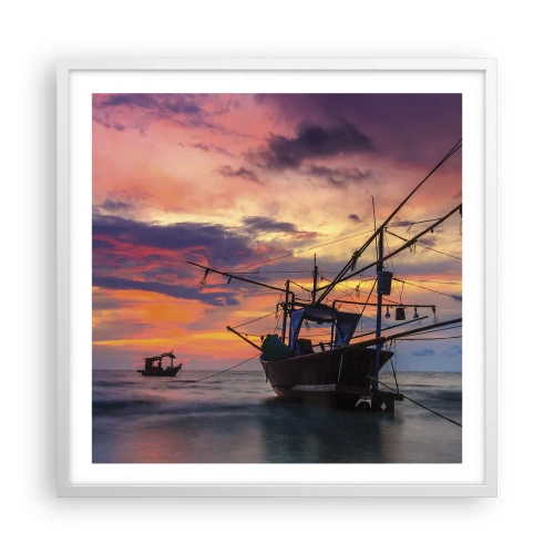 Pôster em moldura branca - Noite exótica - 60x60 cm