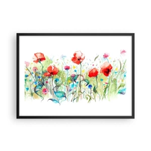 Pôster com moldura preta - Prado florido de maio - 70x50 cm