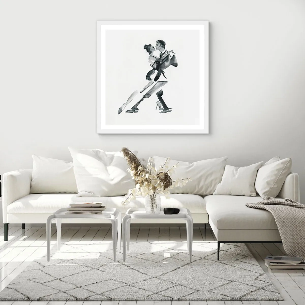 Pôster em moldura branca - Num só ritmo - 40x40 cm