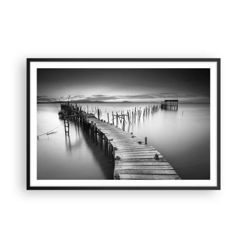 Pôster com moldura preta - A tranquilidade de uma costa esquecida - 91x61 cm