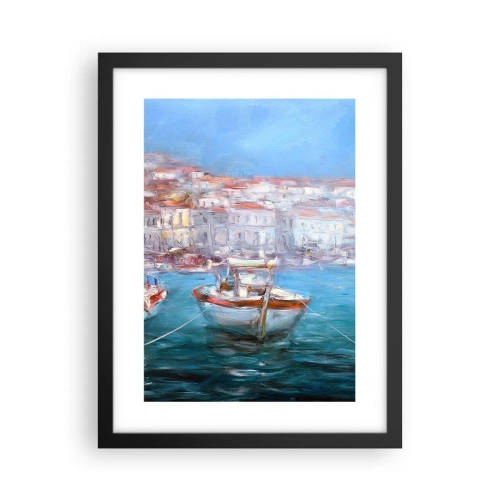Pôster com moldura preta - Baía italiana - 30x40 cm
