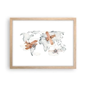 Pôster com moldura de carvalho claro - Com espírito pioneiro - 40x30 cm