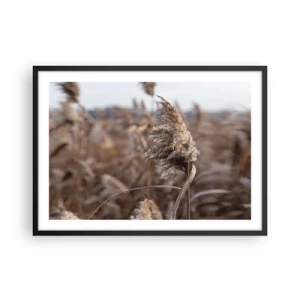 Pôster com moldura preta - É hora de voar com o vento - 70x50 cm