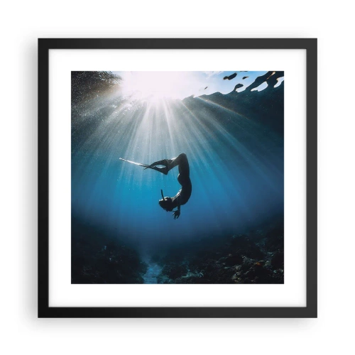 Pôster com moldura preta - Dança subaquática - 40x40 cm