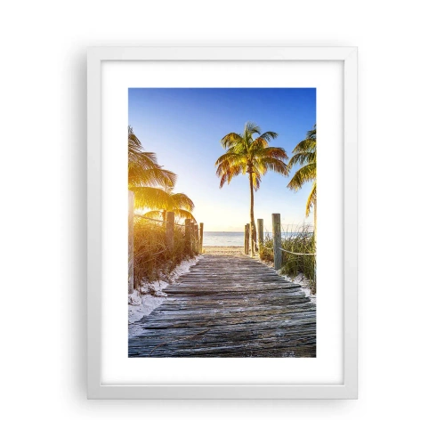 Pôster em moldura branca - Direto para o paraíso - 30x40 cm
