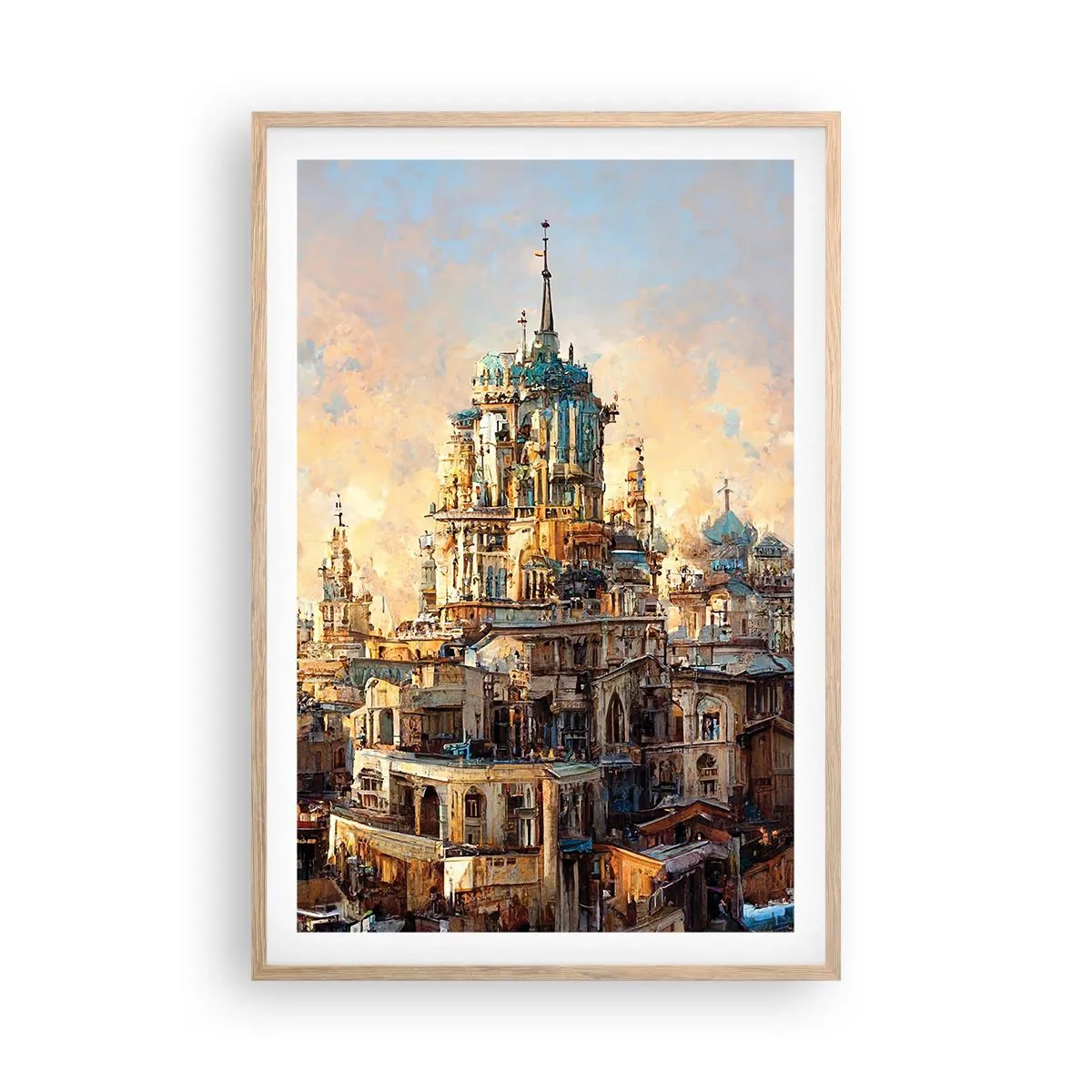 Pôster com moldura de carvalho claro - Cidade das cidades - 61x91 cm