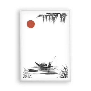 Pôster em moldura branca - Tarde asiática - 70x100 cm