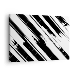 Quadro em tela - Linhas pretas e brancas e padrões geométricos em um estilo moderno - 70x50cm - Uma composição intensa e dinâmica - Decoração de parede moderna para a sala de estar e quarto ARTTOR