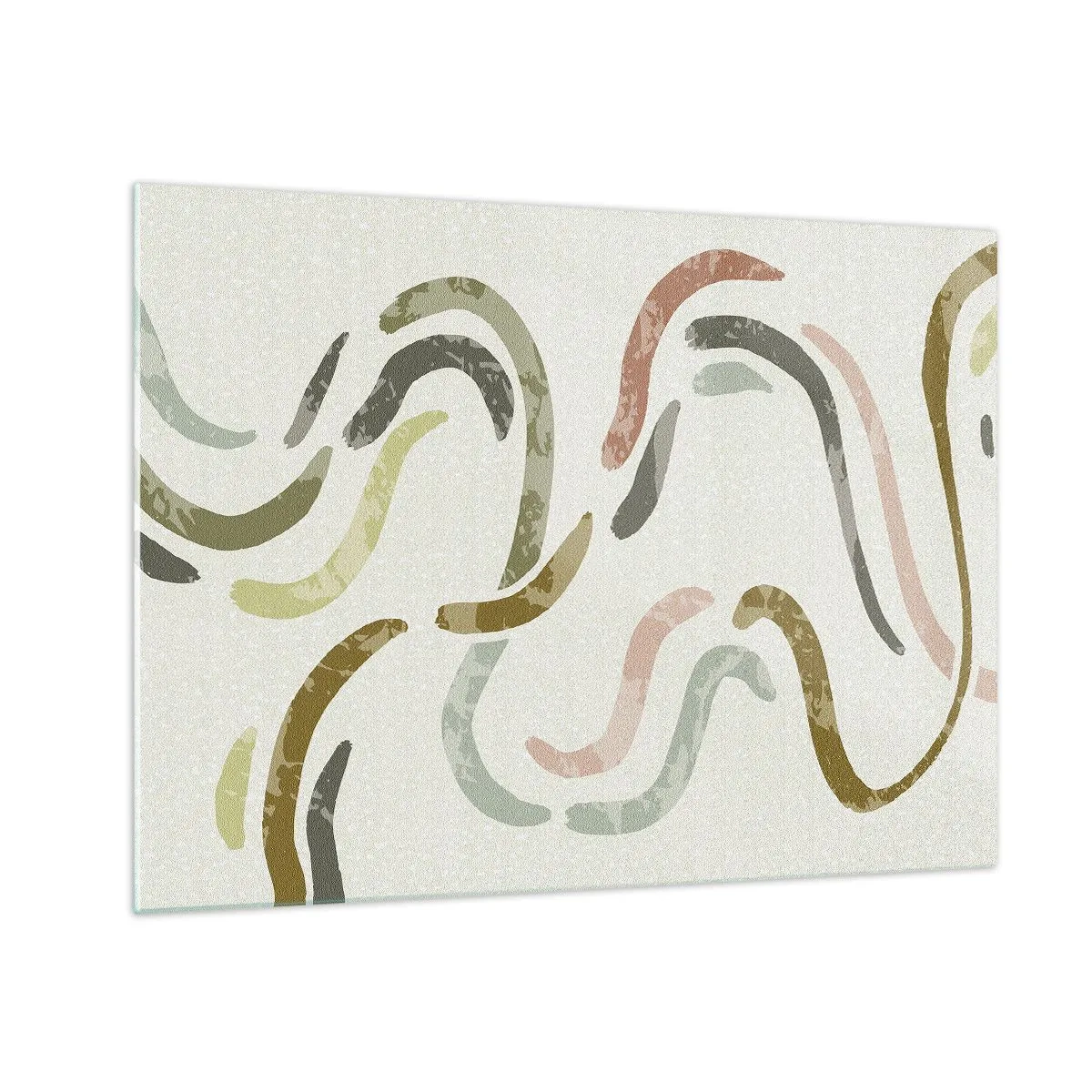 Quadro em vidro - Formas coloridas onduladas em um fundo claro - 70x50cm - Uma alegre dança de abstração - Decoração de parede moderna para a sala de estar e quarto ARTTOR