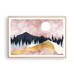 Pôster com moldura de carvalho claro - Ronda Noturna - 100x70 cm