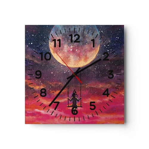 Relógio de parede - Relógio em vidro - Balanço nas nuvens - 40x40 cm