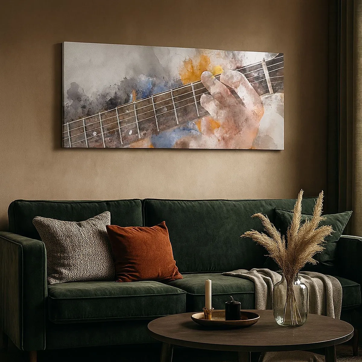 Quadro em tela - Poesia entre as cordas - 100x40 cm