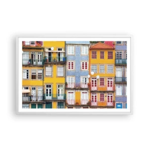 Pôster em moldura branca - Cores da cidade velha - 91x61 cm