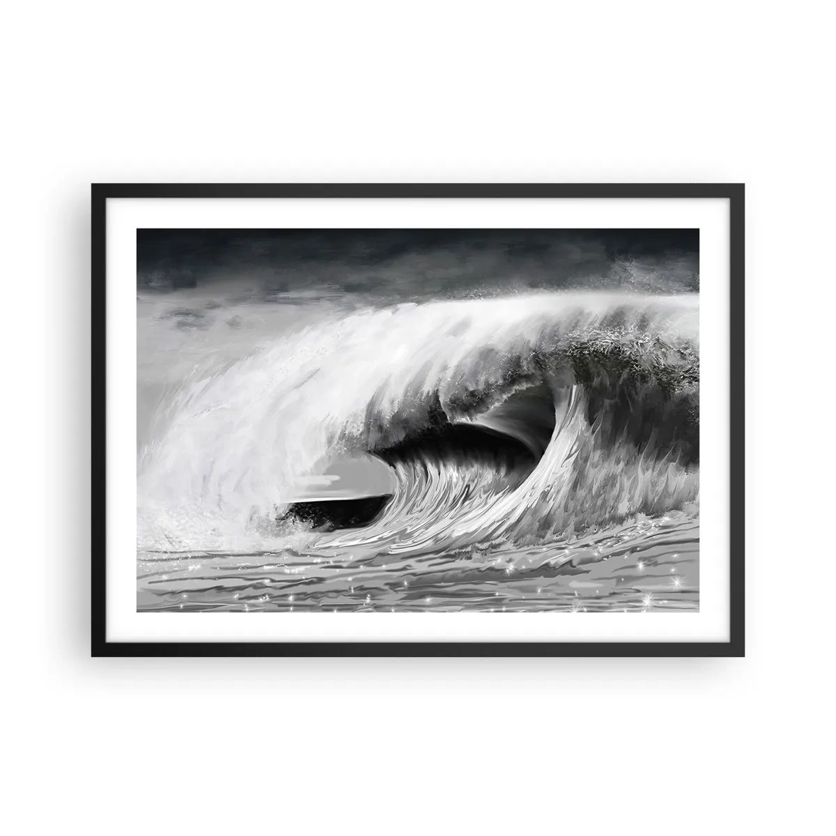 Pôster com moldura preta - A ira do oceano - 70x50 cm