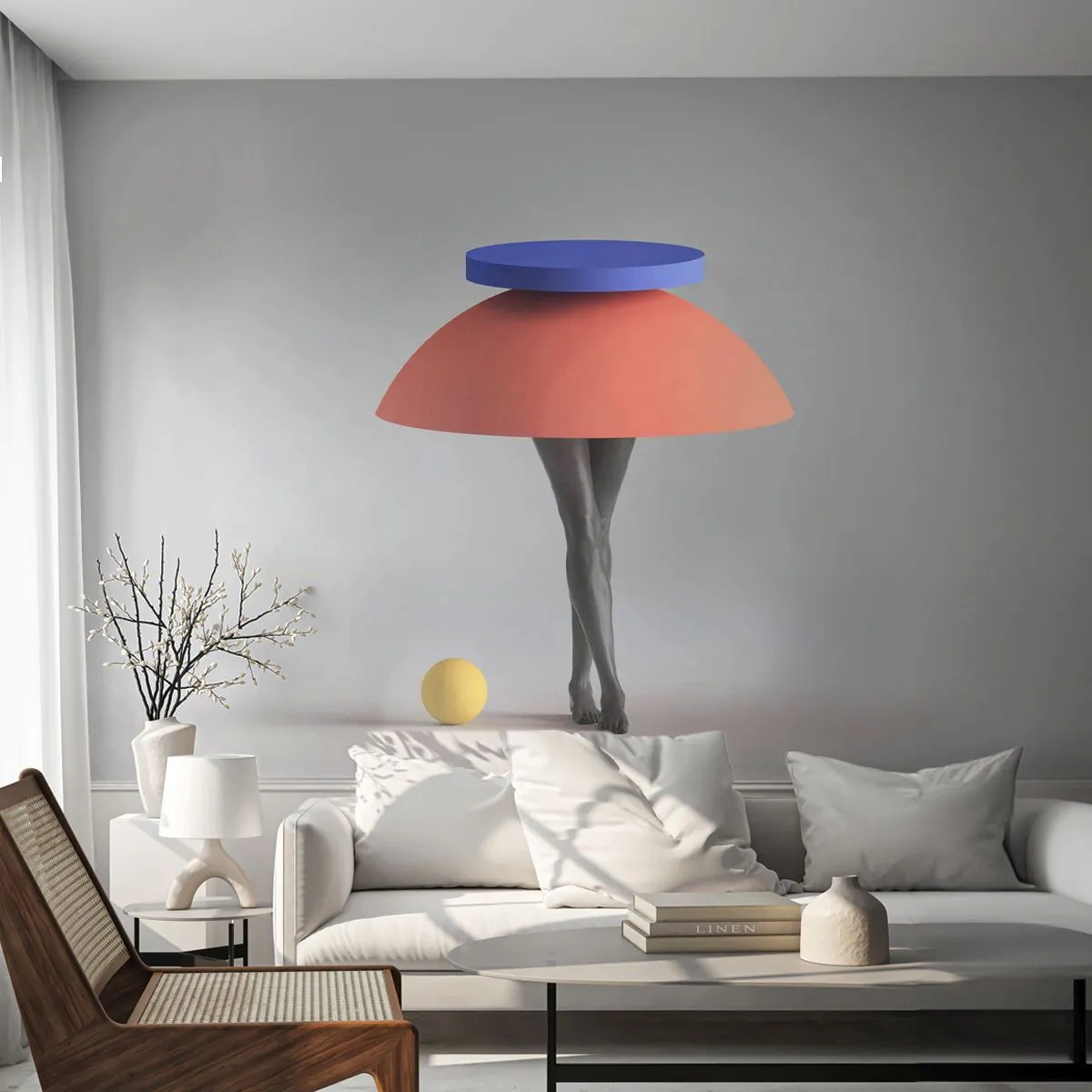 Papel de Parede Autocolante Deluxe Sticker - Composição surrealista - 3D, Pernas, Formas - 250x175 cm
