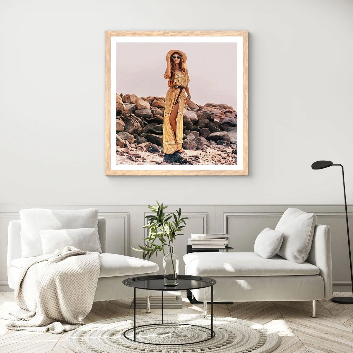 Pôster com moldura de carvalho claro - A magia das pedras - 30x30 cm