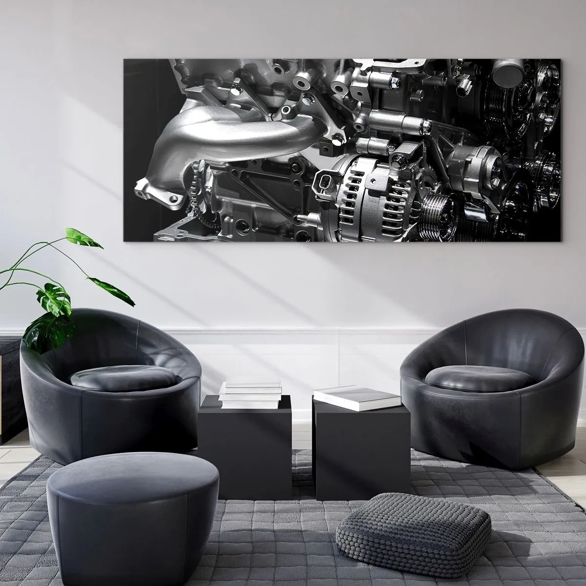 Quadro em vidro - Aço, belo, forte - 90x30 cm