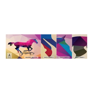 Amostra de papel de parede Premium Sand - O cubismo ainda vive - Animais, Cavalo, Figura Geométrica - 100x30 cm