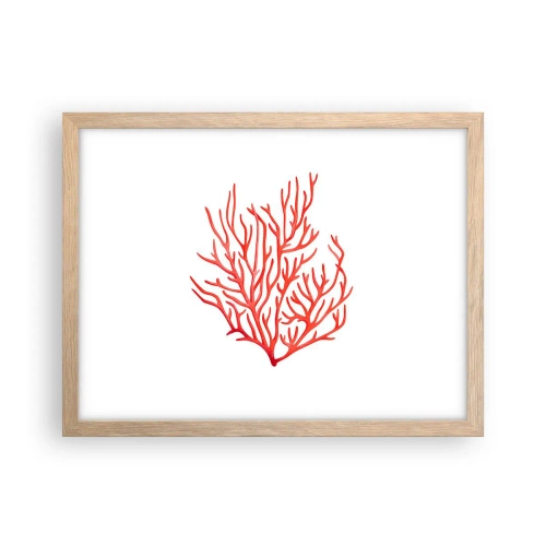 Pôster com moldura de carvalho claro - Filigrana coral - 40x30 cm