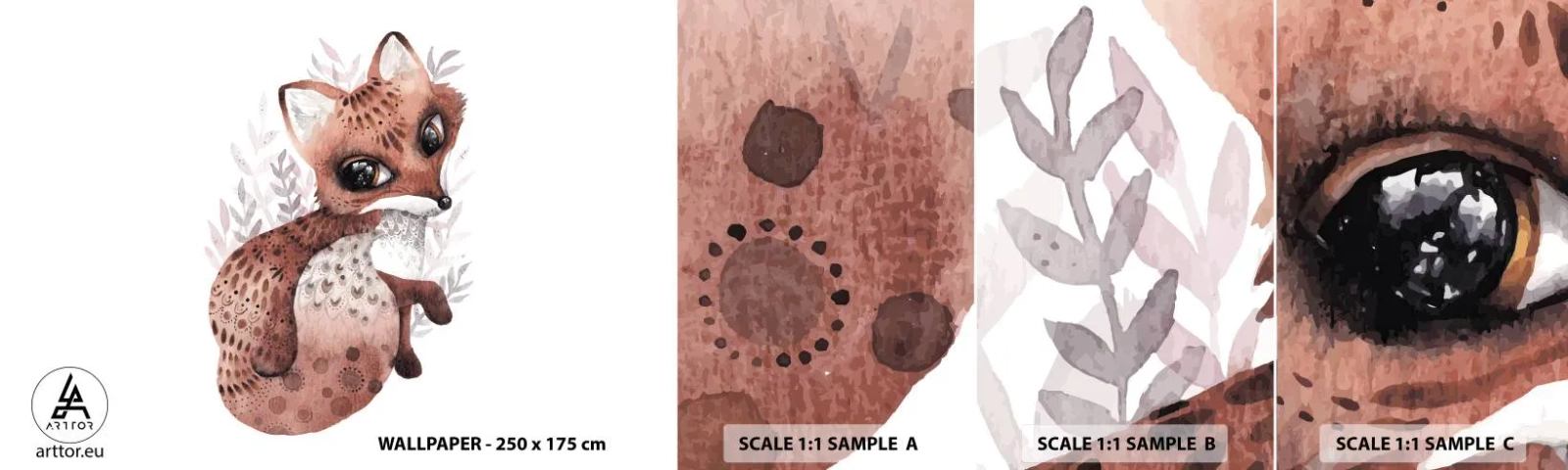 Amostra de Papel de Parede Standard Eco - Como não amar - Para crianças, Raposa, Conto de fadas - 100x30 cm