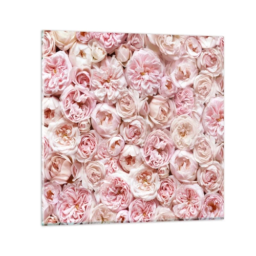 Quadro em vidro - Uma cama de rosas - 70x70 cm